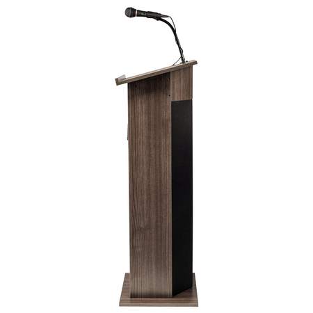 Oklahoma Sound Oklahoma Sound Power Plus Lectern and Rechargeable Battery with Wireless Handheld Mic, Ribbonwood M111PLS-RW/LWM-5